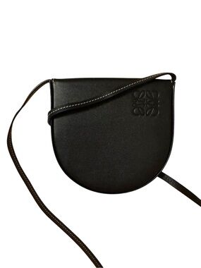 Loewe Small Anagram Heel Pouch Crossbody Bag Black Soft Calf Leather Auth